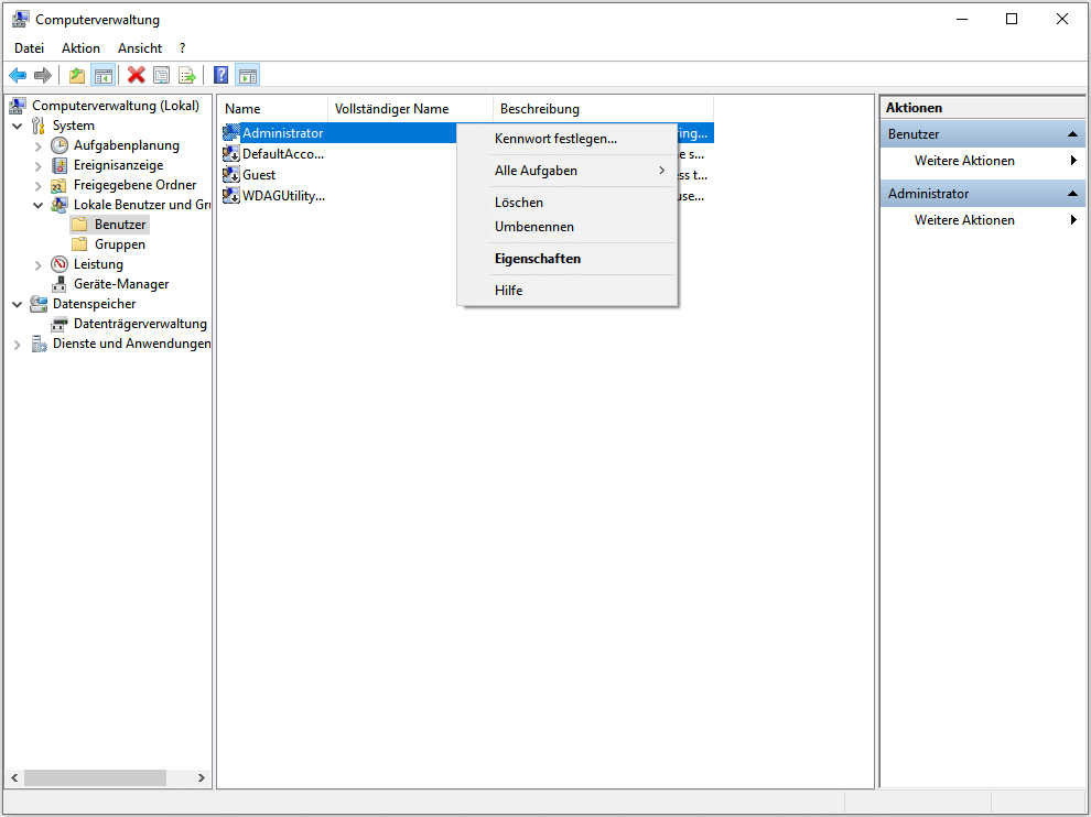 Lokale Benutzer und Gruppen