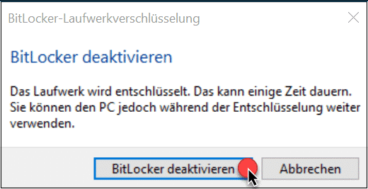 Bitlocker ausschalten