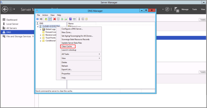 Cache im Server-Manager löschen