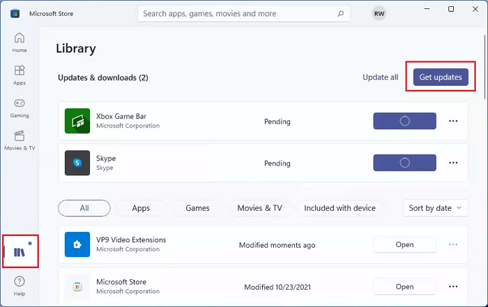 Nach Microsoft Store-Update suchen