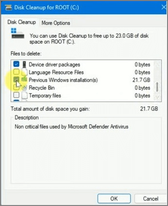 Dateien zum Bereinigen auswählen