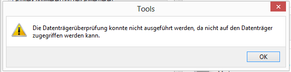 Die Festplattenprüfung konnte nicht durchgeführt werden