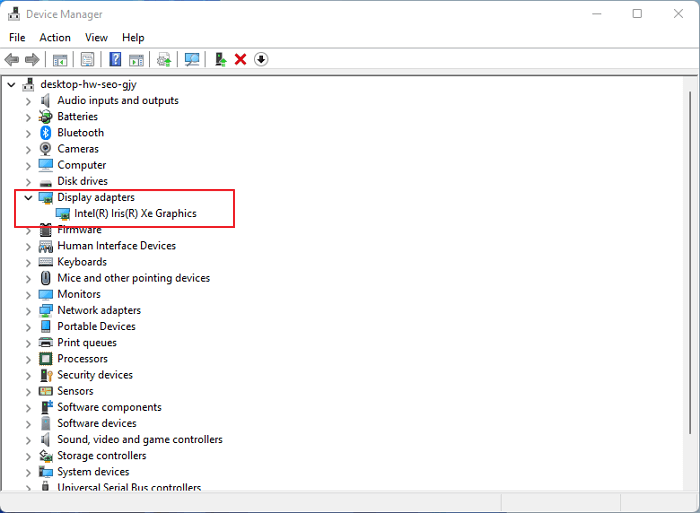 Anzeigeadapter wählen