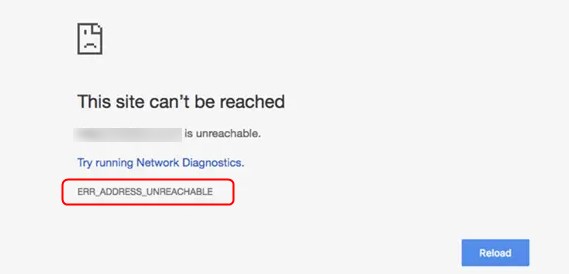 Fehlercode ERR_ADDRESS_UNREACHABLE