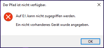 Ein nicht vorhandenes Gerät wurde angegeben