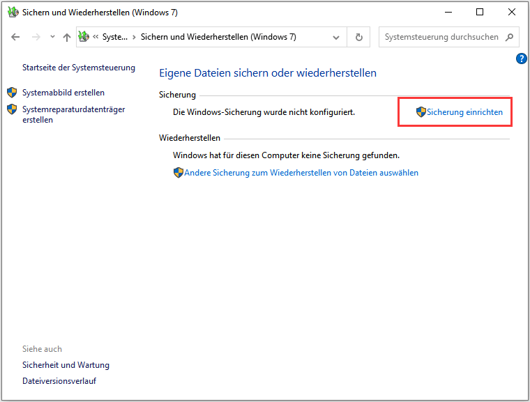 Ausgewählte Dateien durch eine Image-Datei sichern - Schritt 1