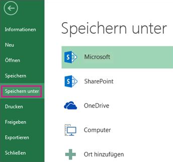 Excel Speichern unter