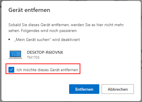 Klicken Sie auf Ich bin bereit, diesen PC zu entfernen