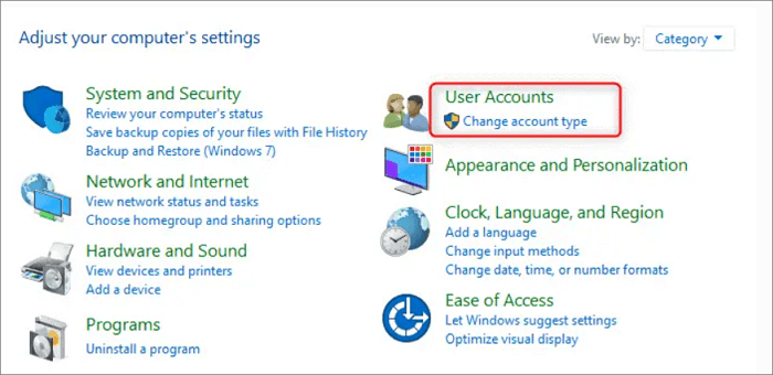 Auf Benutzerkonto klicken