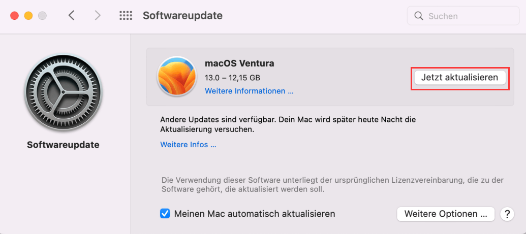 Die offizielle Version von macOS Ventura installieren