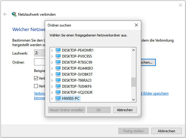 Netzlaufwerk verbinden - Schritt 3
