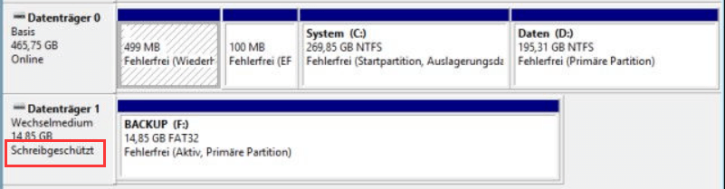 SSD als Schreibgeschützt angezeigt