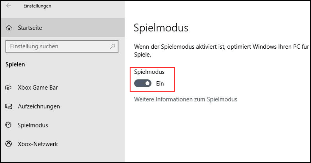 Den Spielmodus aktivieren