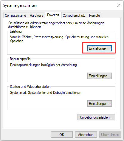 Dateigröße für alle Laufwerke automatisch verwalten - Schritt 1