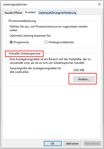 Dateigröße für alle Laufwerke automatisch verwalten - Schritt 2