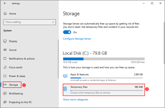 Bereinigen von temporären Dateien - Schritt 1