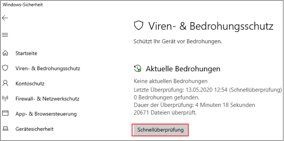 Die Virenprüfung ausführen