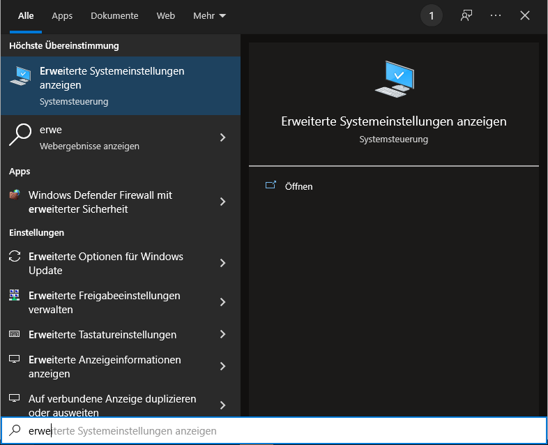 Den virtuellen Speicher erweitern - Schritt 1