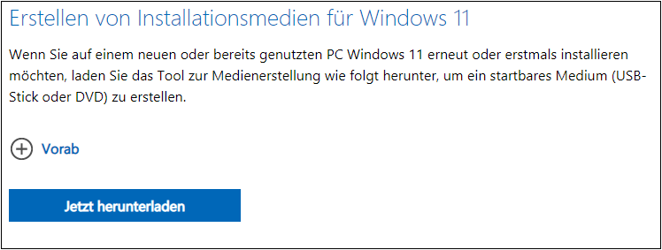 Windows 11 Installationdmedien erstellen