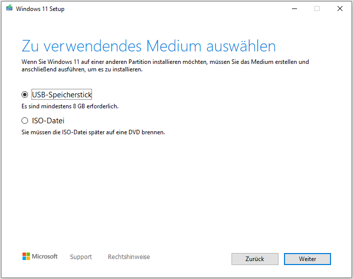 Das USB-Laufwerk auswählen