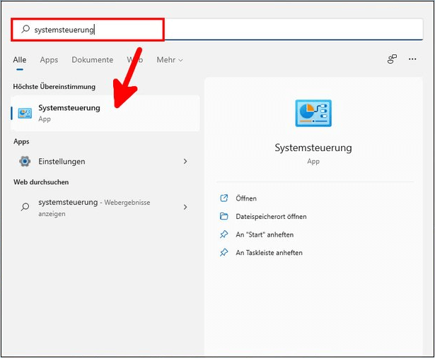 Windows 11 Systemsteuerung öffnen