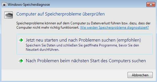 Die Windows-Speicherdiagnose ausführen
