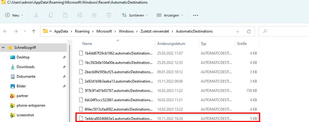 datei explorer schnellzugriff