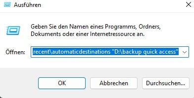 Schnellzugriffspfad eingeben