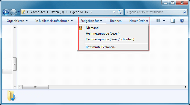 Freigeben für bestimmte Personen