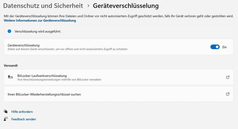 Geräteverschlüsselung ausschalten