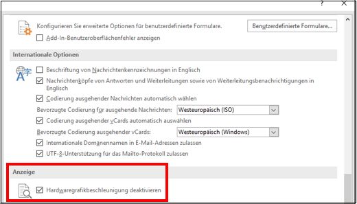 Die Hardwaregrafikbeschleunigung deaktivieren
