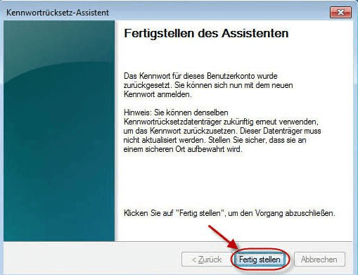 Assistent zum Vergessen des Passworts