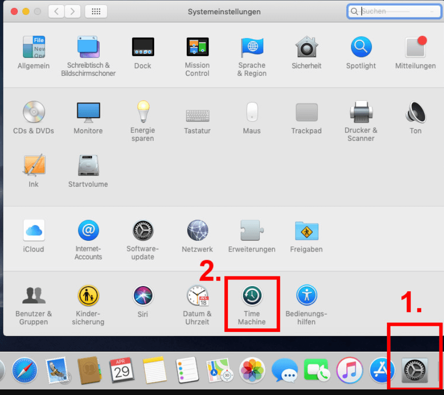 Zugriff auf Time Machine