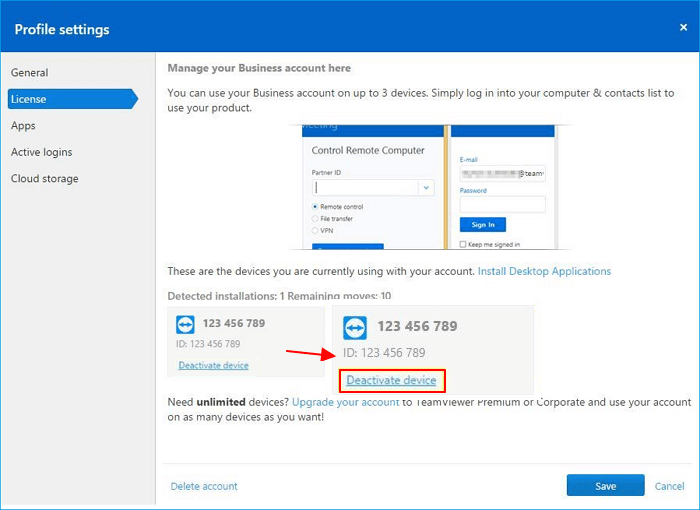 Gerät in TeamViewer deaktivieren