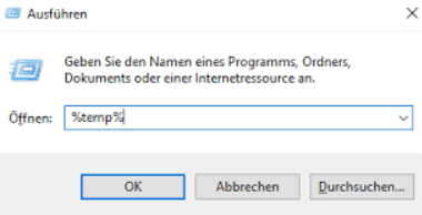 Öffnen Sie den Ordner temp