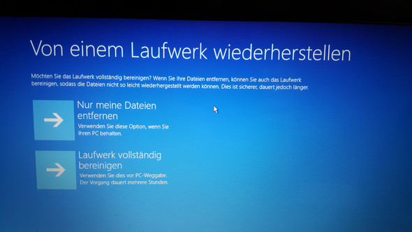 entscheiden Sie sich, ob Sie das Laufwerk vollständig bereinigen möchten