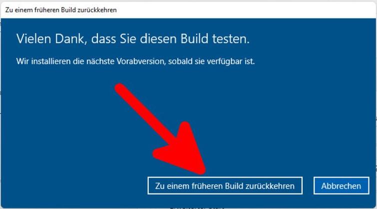 Zu einem früheren Build zurückkehren