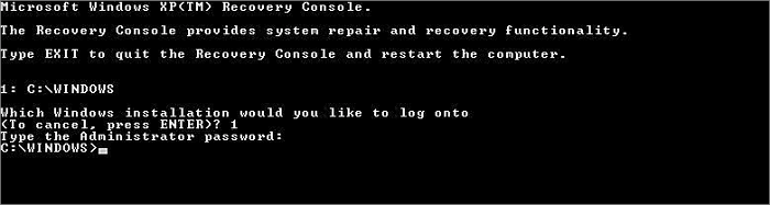 Windoows XP Wiederherstellungskonsole
