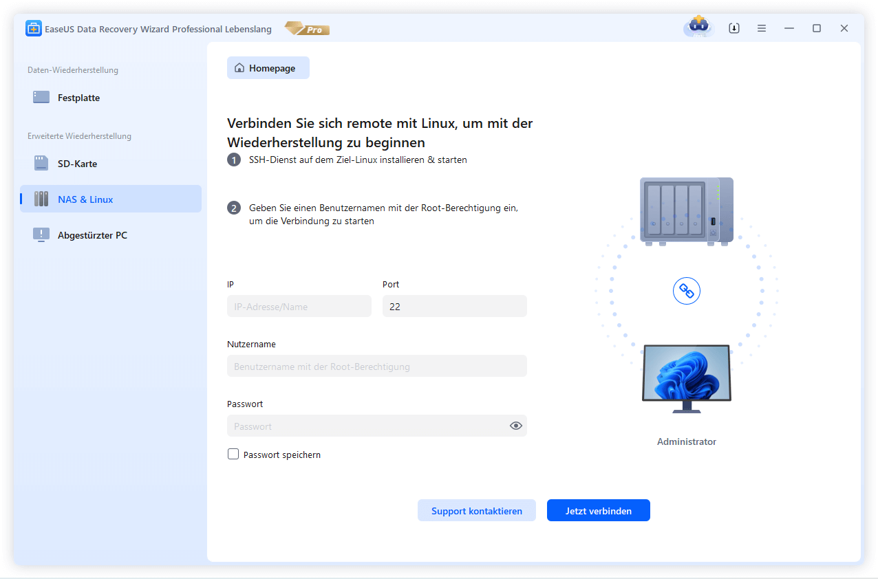 Wählen Sie den Typ der wiederhergestellten Daten