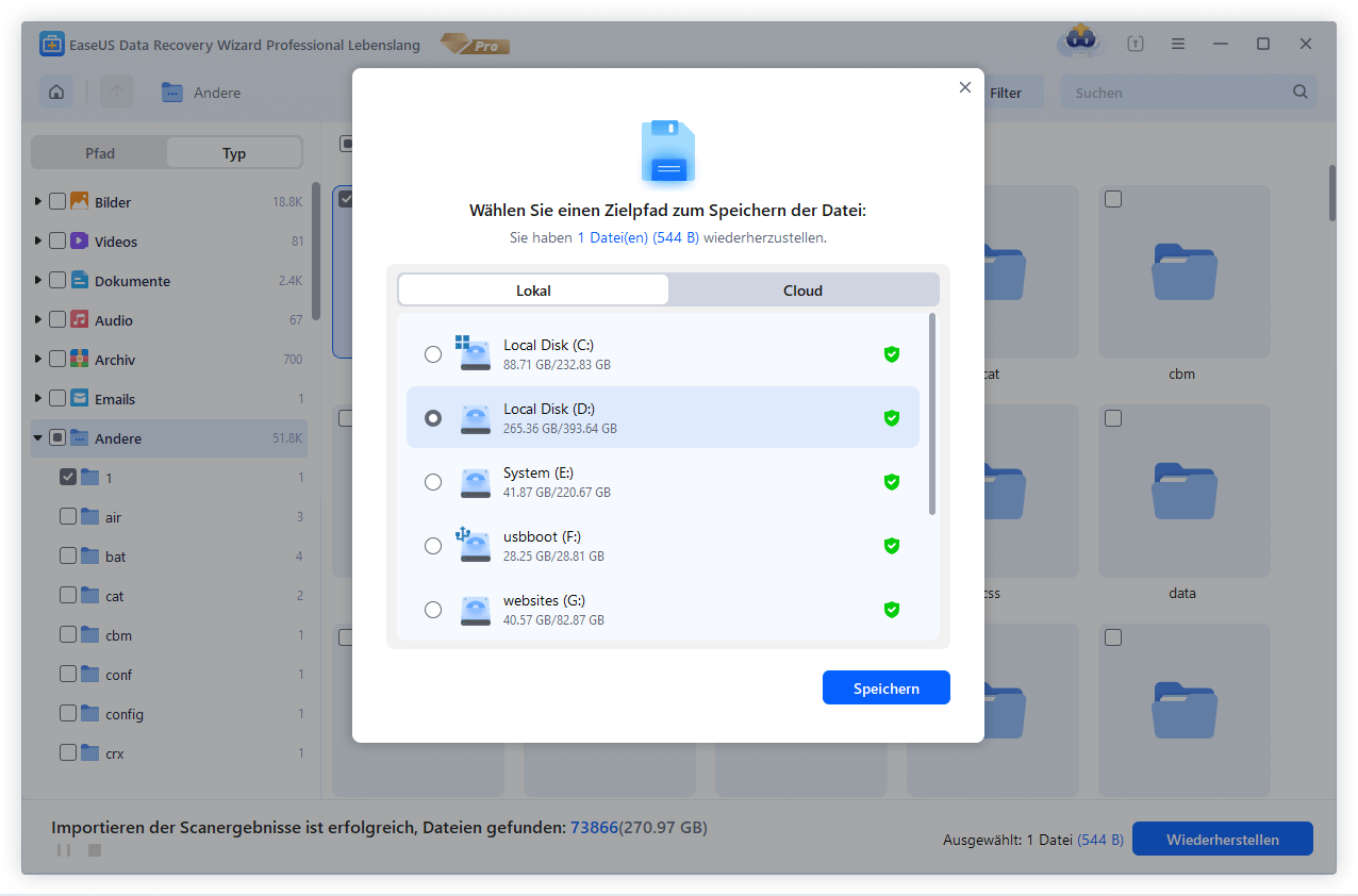 Wiederherstellung verlorener Daten