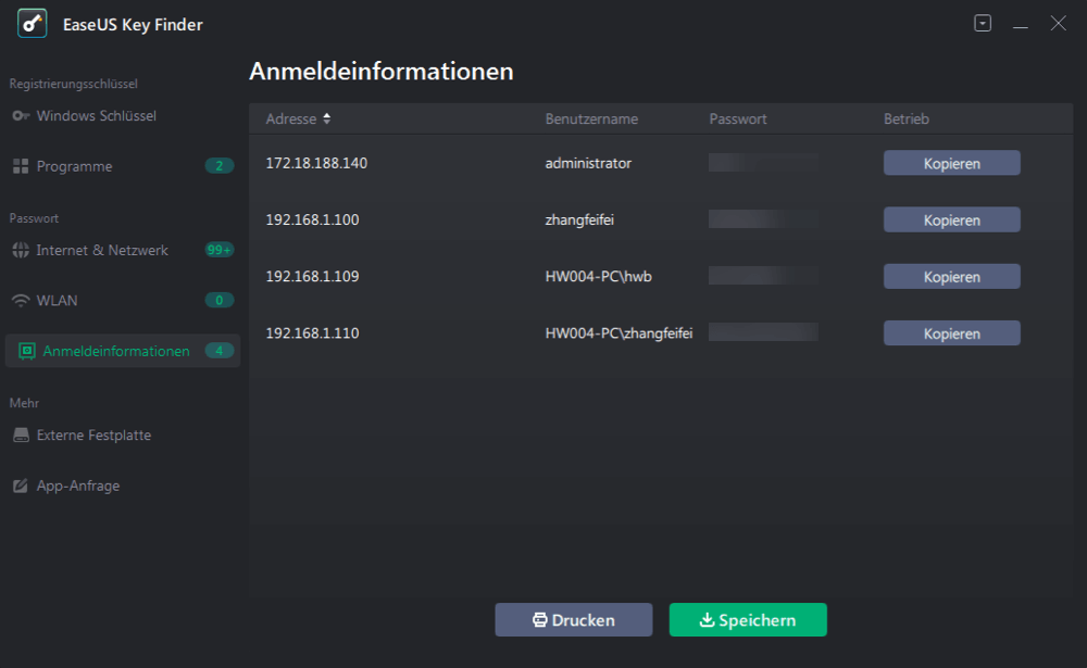 Auf Anmeldeninformationen klicken