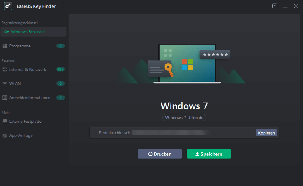 Windows- und Anwendungsschlüssel oder WiFi-Passwörter finden