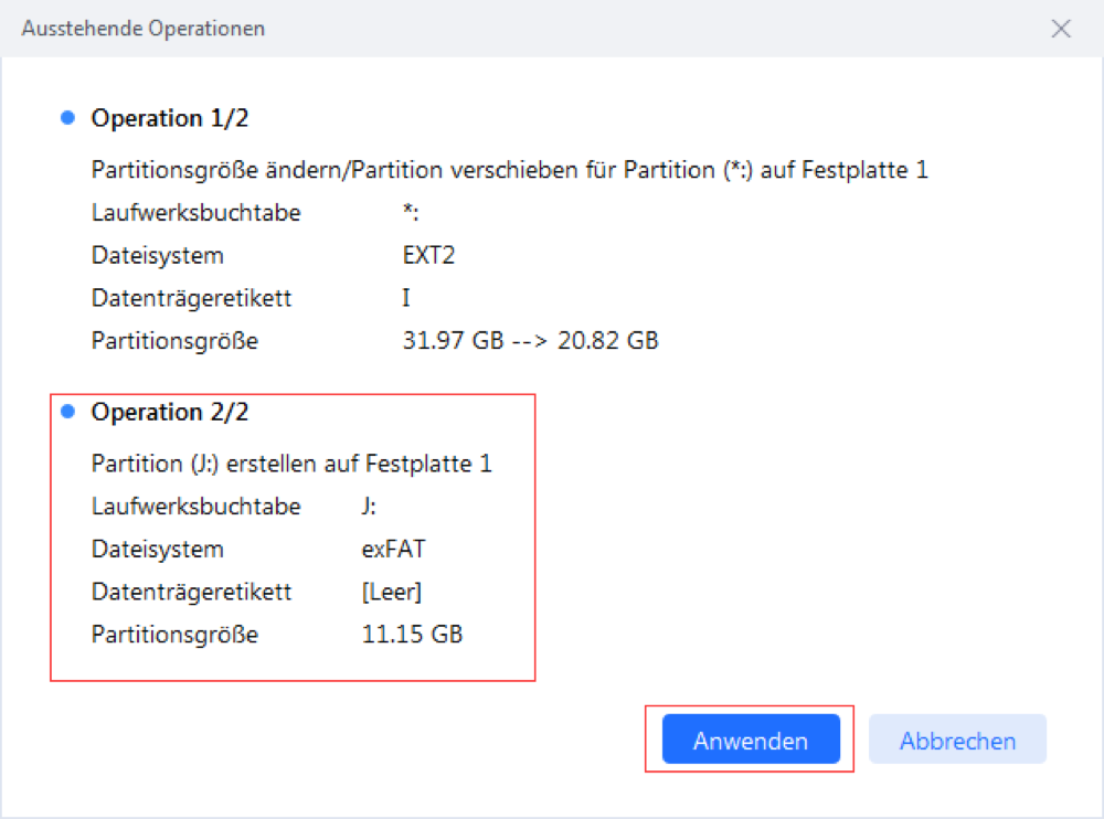 Ext4 Partition erstellen - Schritt 4