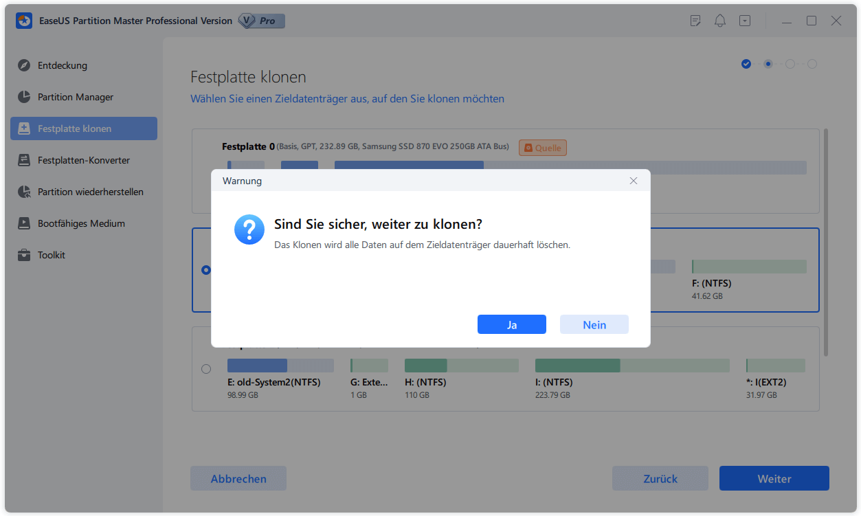 HDD auf SSD klonen - Schritt 3