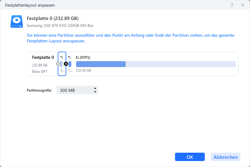 intelligente Speicherplatzanpassung