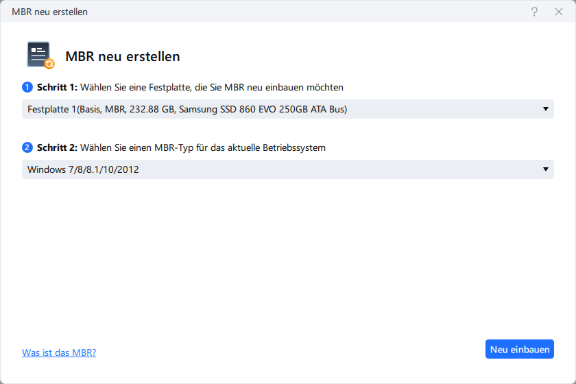 MBR neu erstellen schritt 3