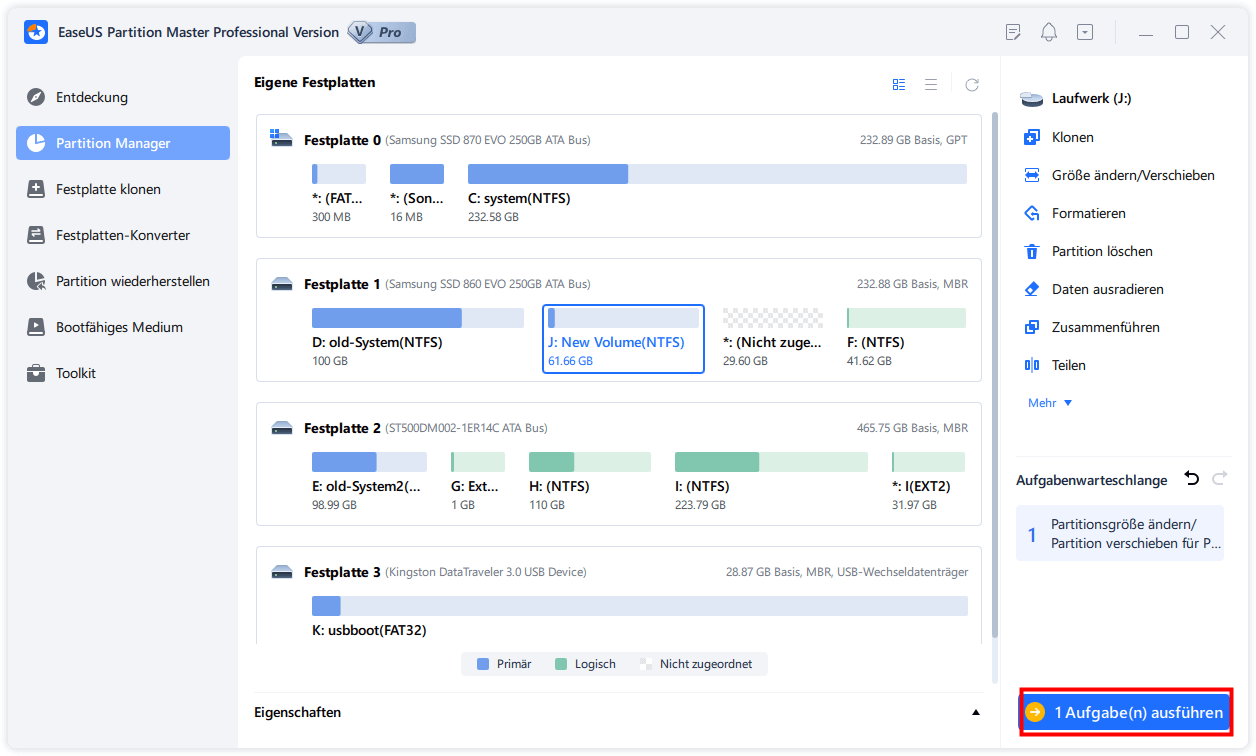 MBR zu GPT konvertieren mit EaseUS Partition Master - Schritt 2