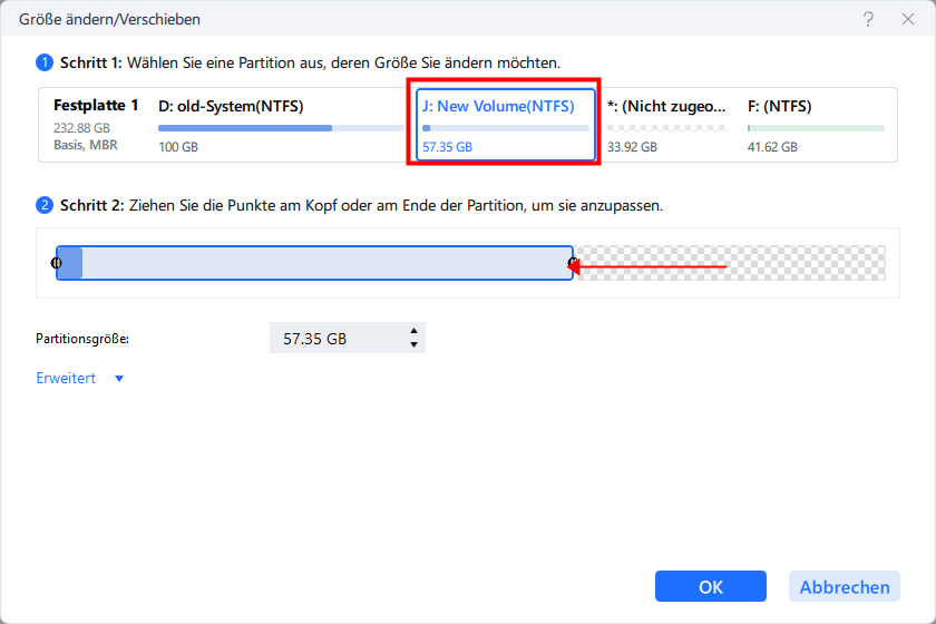 Festplattenspeicherplatz in EaseUS Partition Master anzeigen