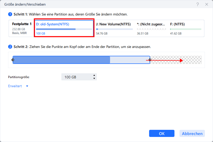 Systempartition vergrößern