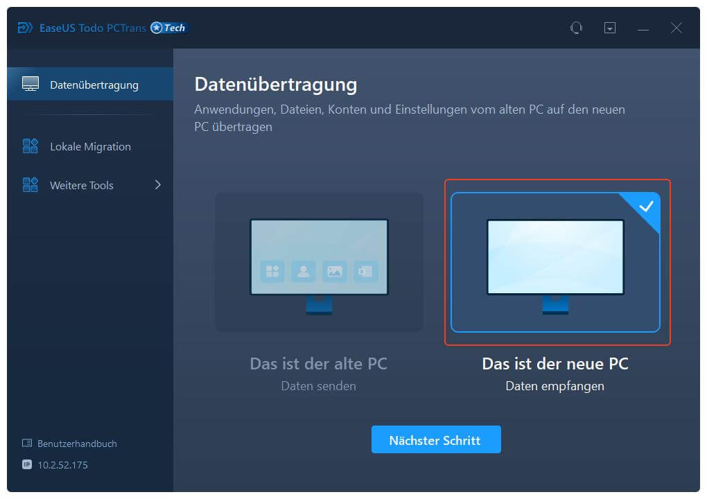 Klicken Sie auf  Dies ist ein neuer PC